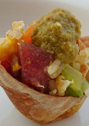 A picture of Wanton Tacos Cup Fried Rice Special.