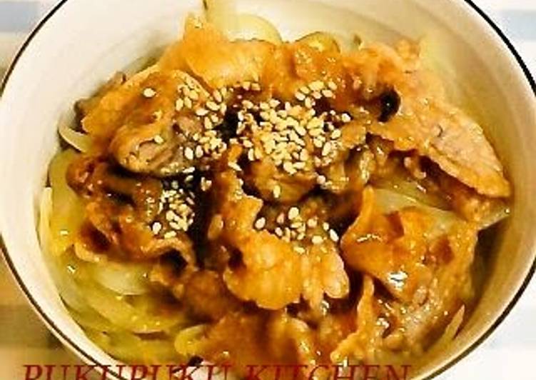 Recipe of Appetizing Unique Pork Rice Bowl (Oyster Sauce and Ketchup Pork)