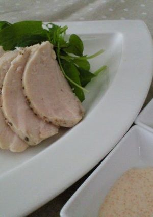A picture of Absolutely Tender Poached Chicken With 2 Kinds of Sauce.