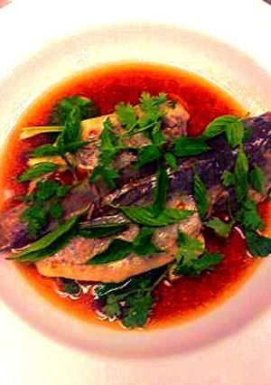 A picture of Thai style steam fish.