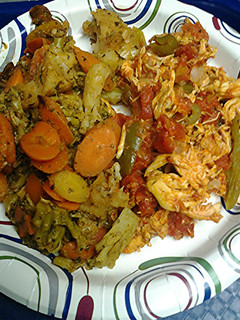 A picture of Chicken and vegetables.