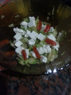 A picture of HCG diet meal 8: Greek salad style.