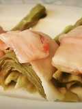 Alcachofas con papada ibérica curada