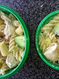 A picture of children's chicken pasta pots.