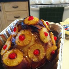 A picture of Honey Brown Sugar Ham cooked in Coca-Cola.