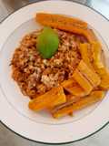 Sardina con huevos revueltos