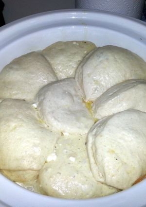 A picture of Simple Chicken & Dumplings crockpot style.