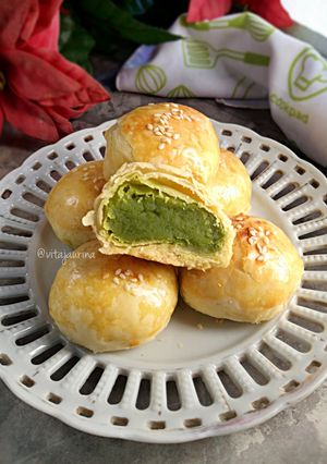 Foto resep Bakpia Kacang Hijau Pandan (renyah)