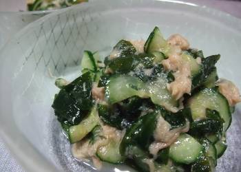How to Prepare Appetizing Pickled Tuna Cucumber and Wakame Seaweed with Lemon Juice