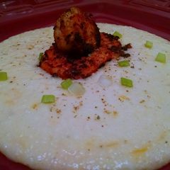 A picture of Cajun Shrimp and Cheesy Grits.