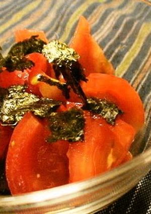 A picture of Chilled Tomato Salad with Nori Seaweed.