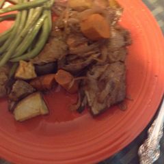 A picture of Mom's Holiday Brisket.