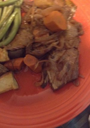 A picture of Mom's Holiday Brisket.