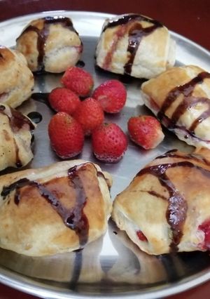 A picture of Strawberry and chocolate pastry#themechallenge.