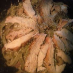 A picture of Grilled chicken carbonara.