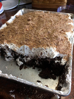 A picture of Chocolate Fudge Heath Bar Cake.