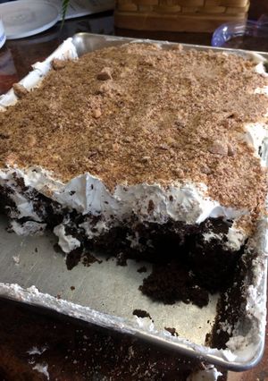 A picture of Chocolate Fudge Heath Bar Cake.