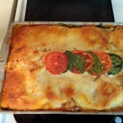 A picture of chicken lasagna.