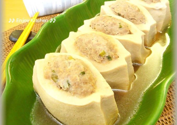 Steps to Make Perfect Healthy Simmered Koya Dofu with Tofu and Meat Filling