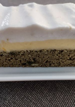 Citromkrémes habos sütemény matcha teaporral (szénhidrátszegény, tejmentes) 1 szelet=5-6 g ch recept fotója
