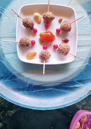 A picture of Dates Ladoo or Lollipop Recipe.