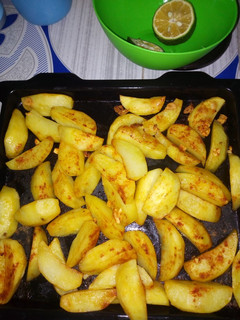 A picture of Oven Baked Potato wedges #charityrecipe.