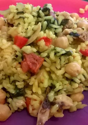 Una foto de Arroz con garbanzos y espinacas