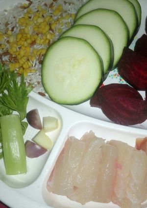 Foto resep Mpasi 7m+ (kakap, zuchinni, beetroot) slowcooker