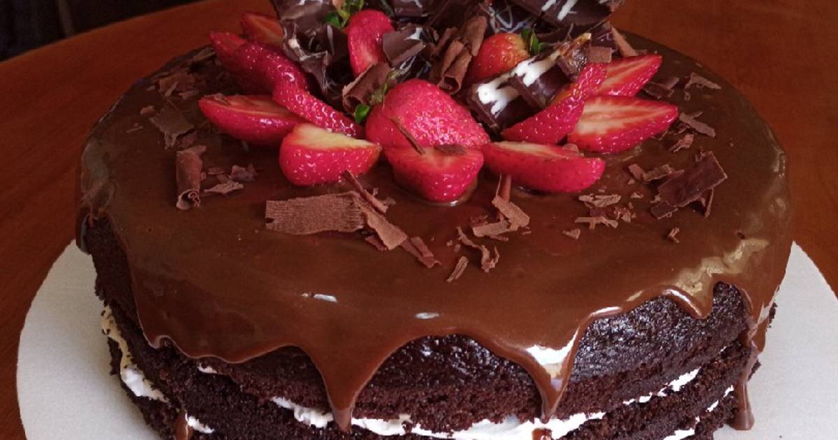 Torta Desnuda de Chocolate y Fresas 🍫🍓😋 // Naked Cake🤭 Receta de Luis-  Cookpad