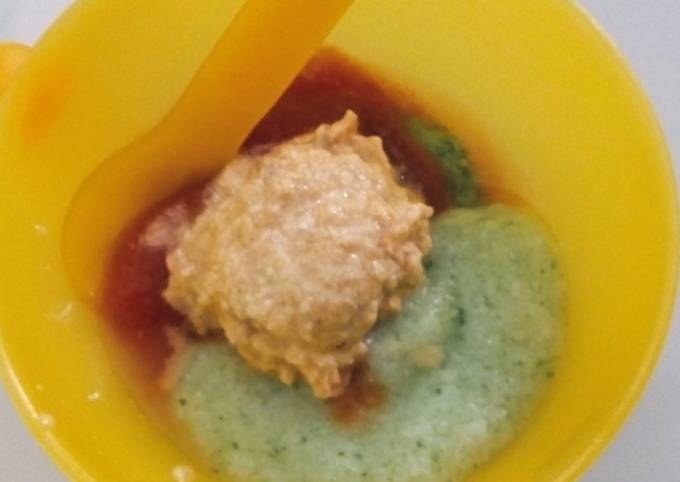 Salmon with cheese tomato sauce and spinach (Mpasi 6 month)