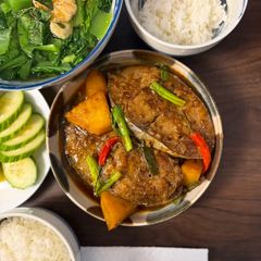A picture of Braised King Mackerel W/ Pineapple | Cá Thu Kho Khóm.
