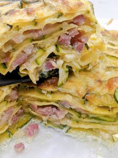 Une photo de Lasagnes de courgettes, lardons et comté