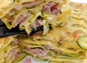 Une photo de Lasagnes de courgettes, lardons et comté