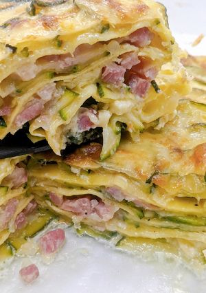 Une photo de Lasagnes de courgettes, lardons et comté