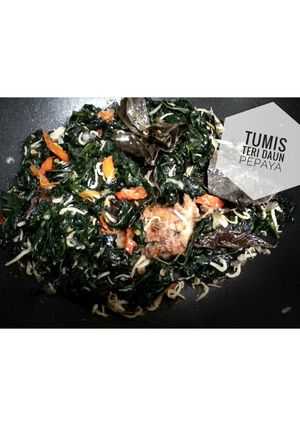Foto resep Tumis teri daun pepaya