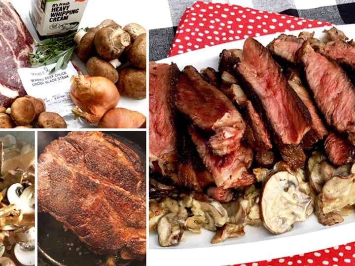 Easy Way Make Recipe Fullblood Wagyu Underblade Steak with Wild Mushroom Ragu that is  Makes Drooling, Appealing}