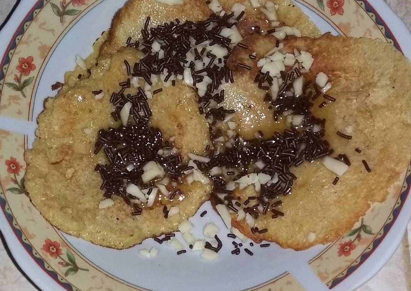 Oat pancake topping, keju meises & Madu