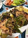Costeletas de cerdo a la plancha con verduras