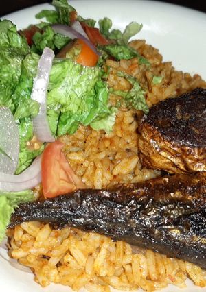 A picture of Fish jollof rice.
