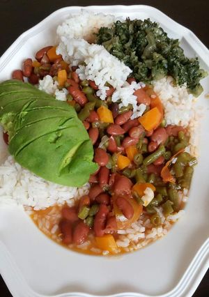 A picture of Rice, Bean and Spinach.