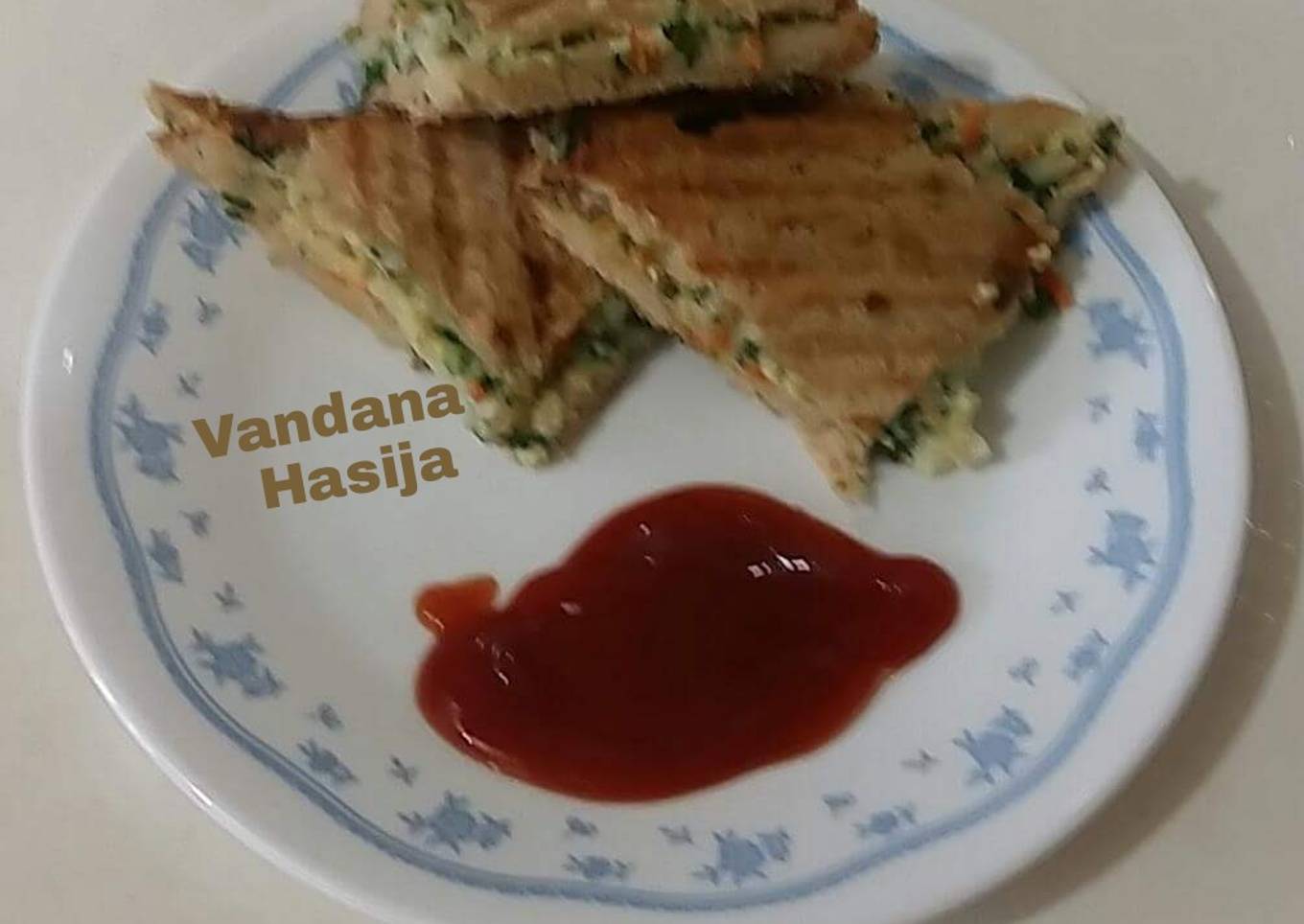 Spinach Cheese Corn Sandwich