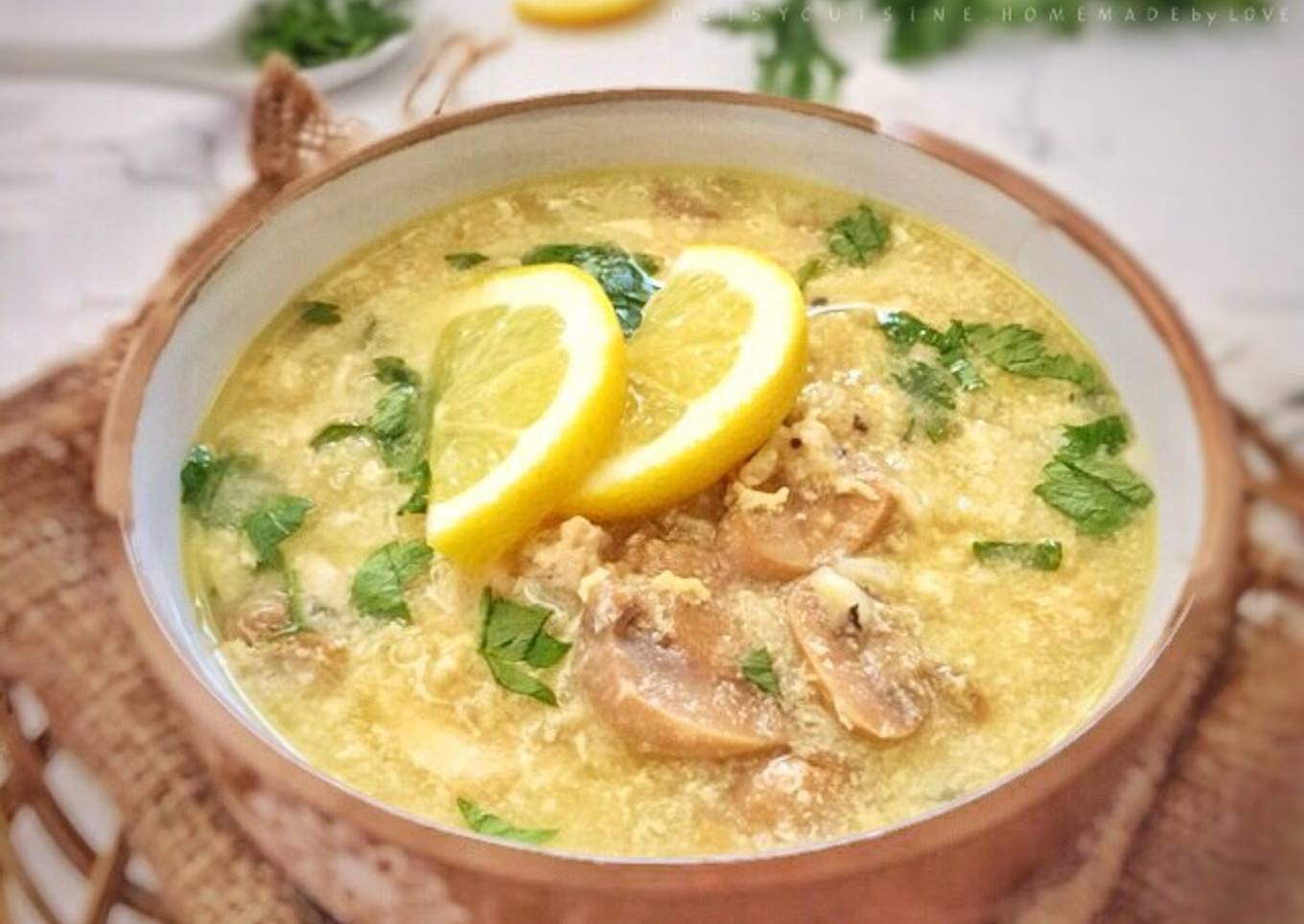 Avgolemono    (Greek Lemon Rice and Chicken Soup)