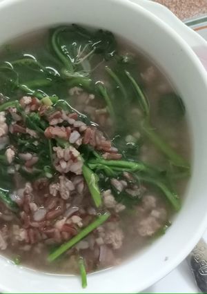 Hình của món Cháo gạo lứt thịt heo bằm.