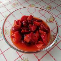 Una foto de Fresas al zumo de naranja