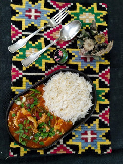 A picture of Chicken Chilli With Rice.