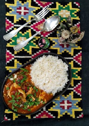 A picture of Chicken Chilli With Rice.