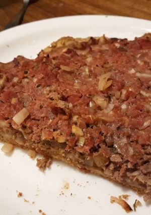 Una foto de Falso Lehmeyun con versión vegetariana