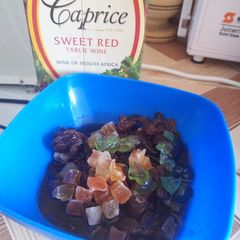 A picture of Soaking Fruits For A Fruit Cake.