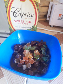 A picture of Soaking Fruits For A Fruit Cake.