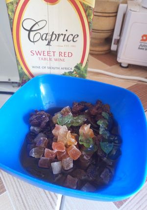 A picture of Soaking Fruits For A Fruit Cake.